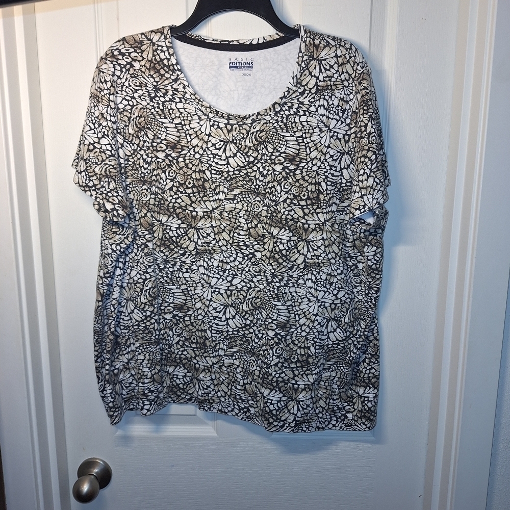 Basic Editions Plus Size Butterfly T-Shirt